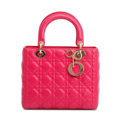 Christian Dior Pink Cannage Lambskin Leather Medium Lady Dior Bag