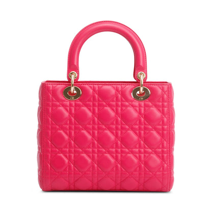 Christian Dior Pink Cannage Lambskin Leather Medium Lady Dior Bag