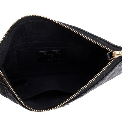 Chanel 2021 Black Quilted Caviar Leather Small O-Case Clutch