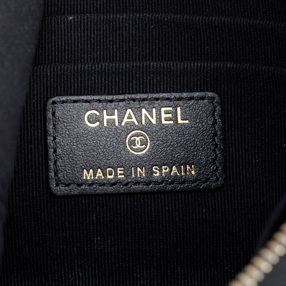 Chanel 2021 Black Quilted Caviar Leather Small O-Case Clutch
