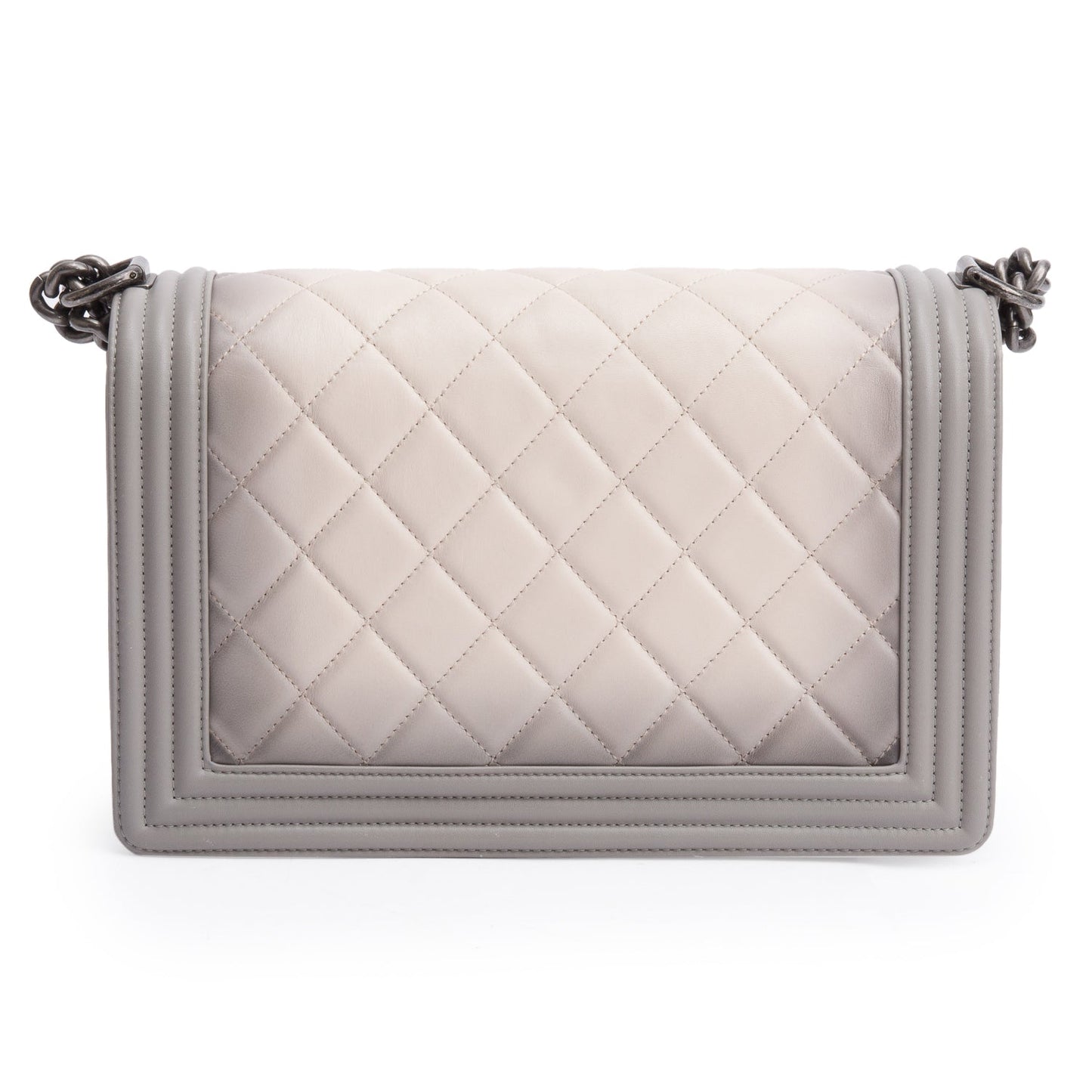 Chanel Grey Ombre Quilted Lambskin Leather Large Boy Bag