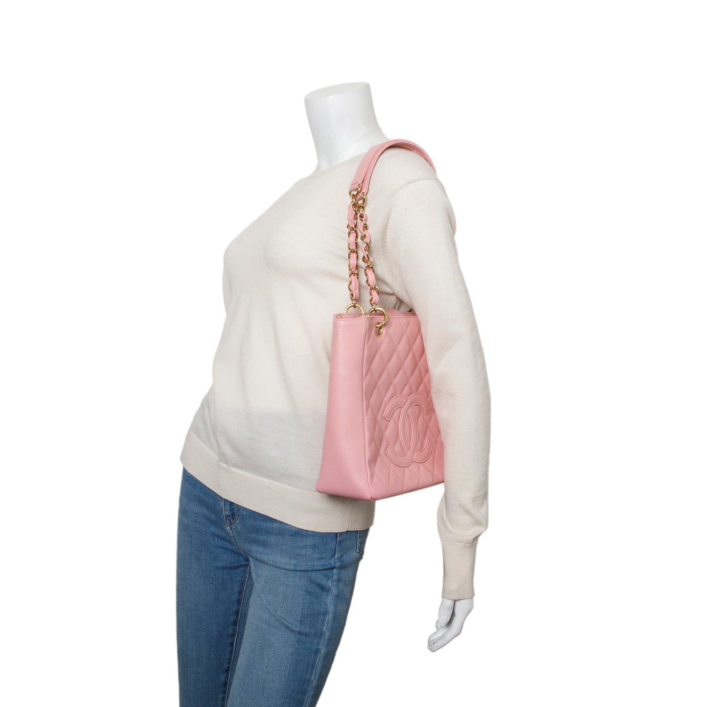Chanel Pink Caviar Leather Petite Shopping Tote