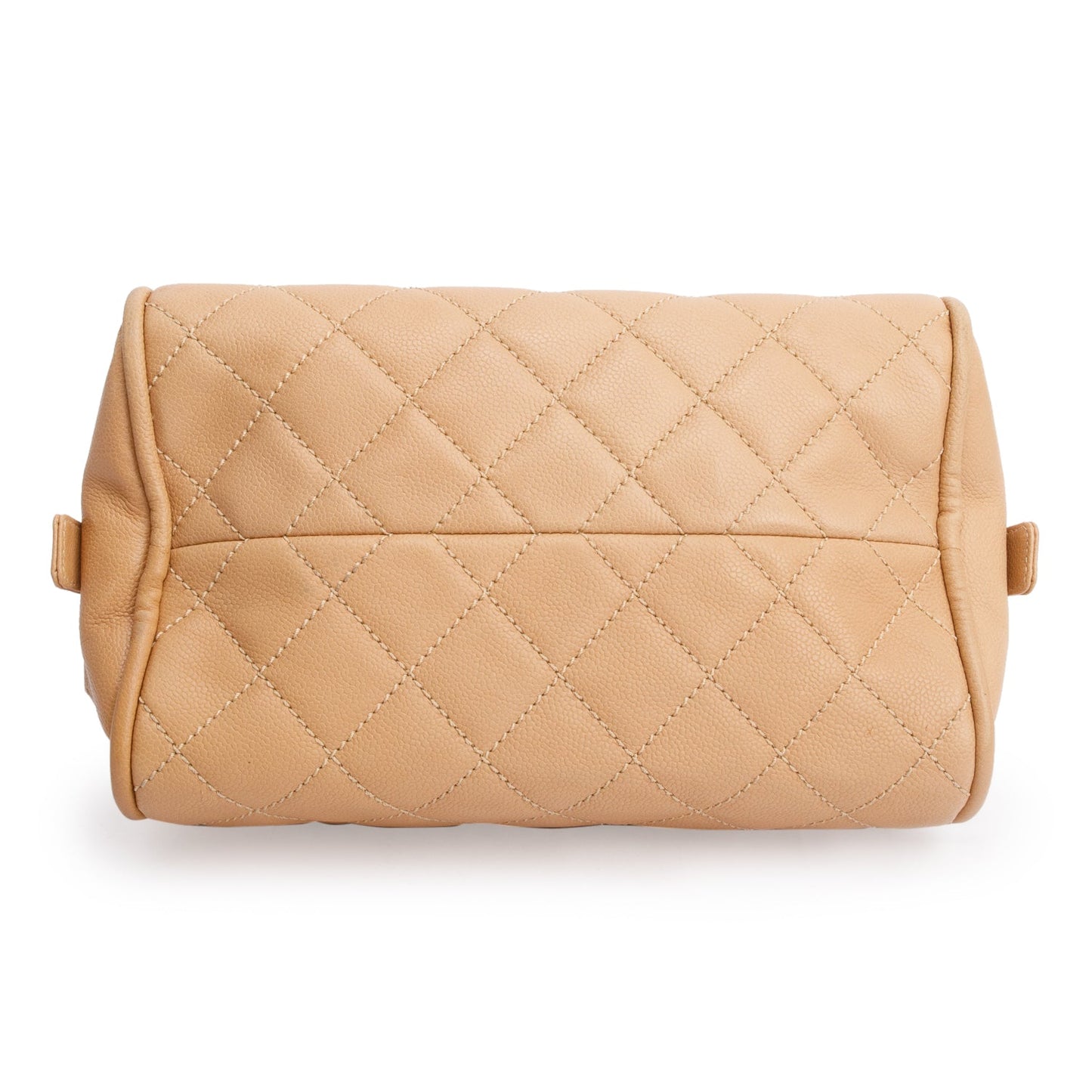 Chanel Beige Quilted Caviar Leather Small CC Timeless Bowler Bag