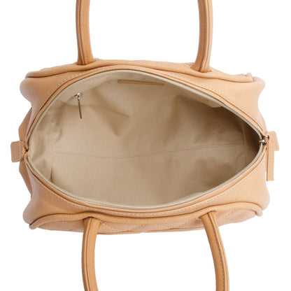 Chanel Beige Quilted Caviar Leather Small CC Timeless Bowler Bag