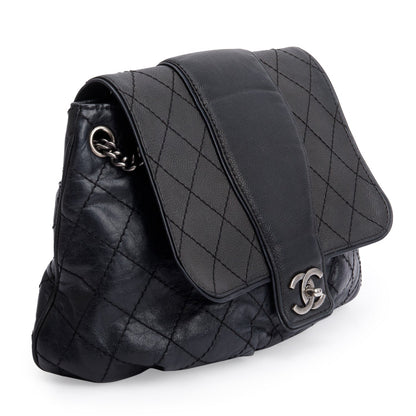 Chanel Black Aged Calfskin Leather Medium Bubble Graphic Messenger Bag