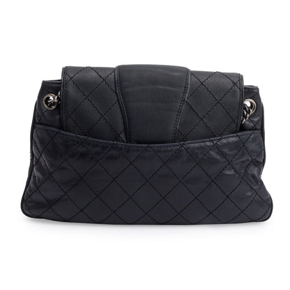 Chanel Black Aged Calfskin Leather Medium Bubble Graphic Messenger Bag