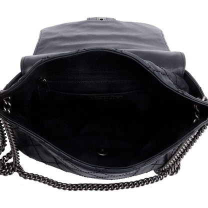 Chanel Black Aged Calfskin Leather Medium Bubble Graphic Messenger Bag