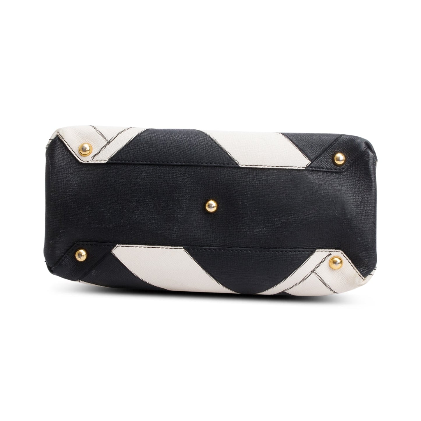 Burberry Black/White Calfskin Leather House Check Medium Patchwork Banner Tote