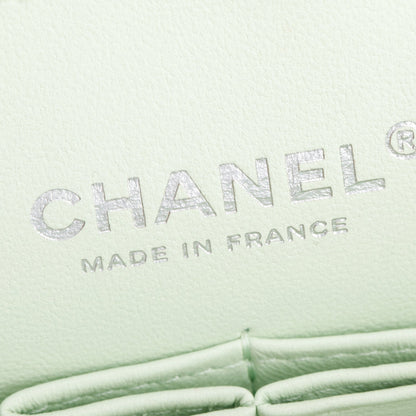 Chanel Green Chevron Lambskin Leather Classic Medium Double Flap Bag