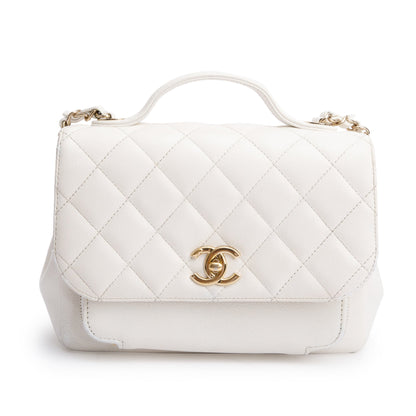 Chanel White Caviar Leather Small Business Affinity Flap Bag