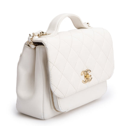Chanel White Caviar Leather Small Business Affinity Flap Bag