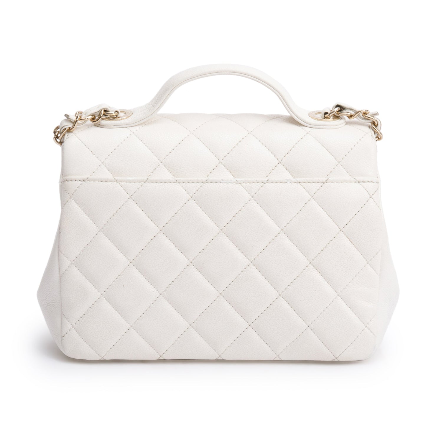 Chanel White Caviar Leather Small Business Affinity Flap Bag