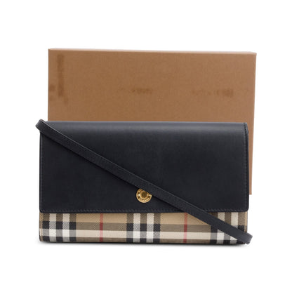 Burberry Black Calfskin Vintage Check Hampshire Crossbody Bag
