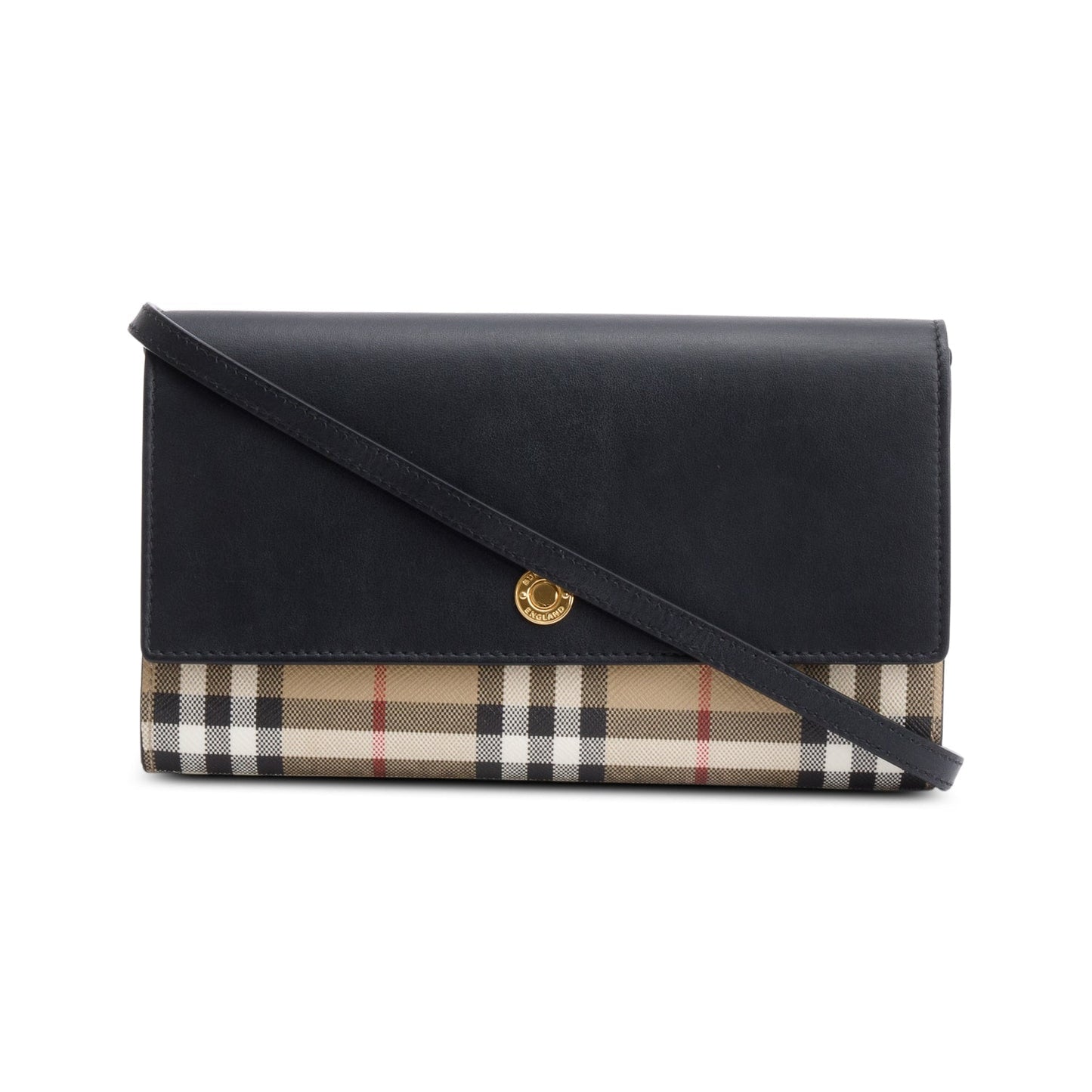 Burberry Black Calfskin Vintage Check Hampshire Crossbody Bag