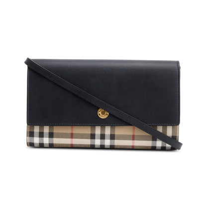 Burberry Black Calfskin Vintage Check Hampshire Crossbody Bag