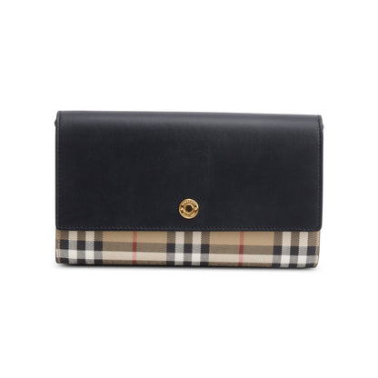 Burberry Black Calfskin Vintage Check Hampshire Crossbody Bag
