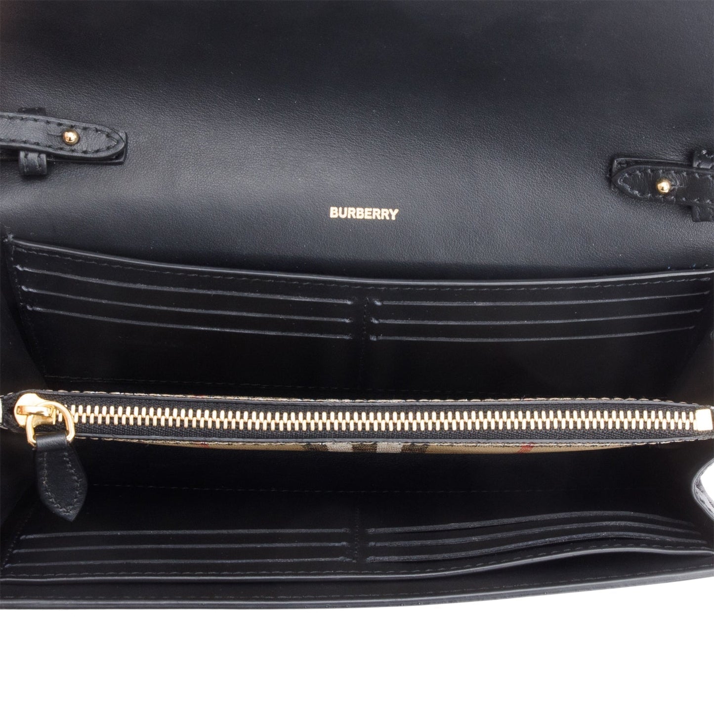 Burberry Black Calfskin Vintage Check Hampshire Crossbody Bag