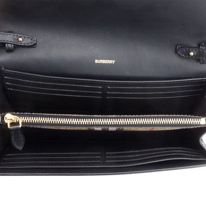Burberry Black Calfskin Vintage Check Hampshire Crossbody Bag