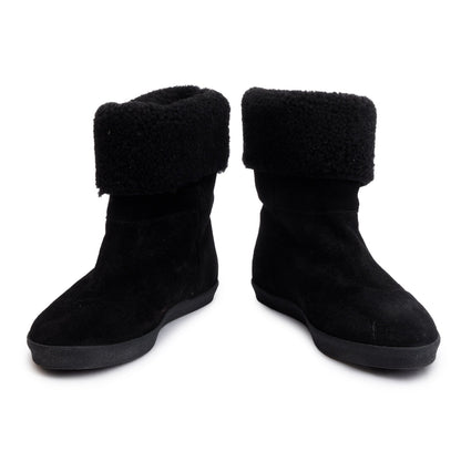 Burberry Black Suede Stanleigh Weather Ankle Boots, Size 39