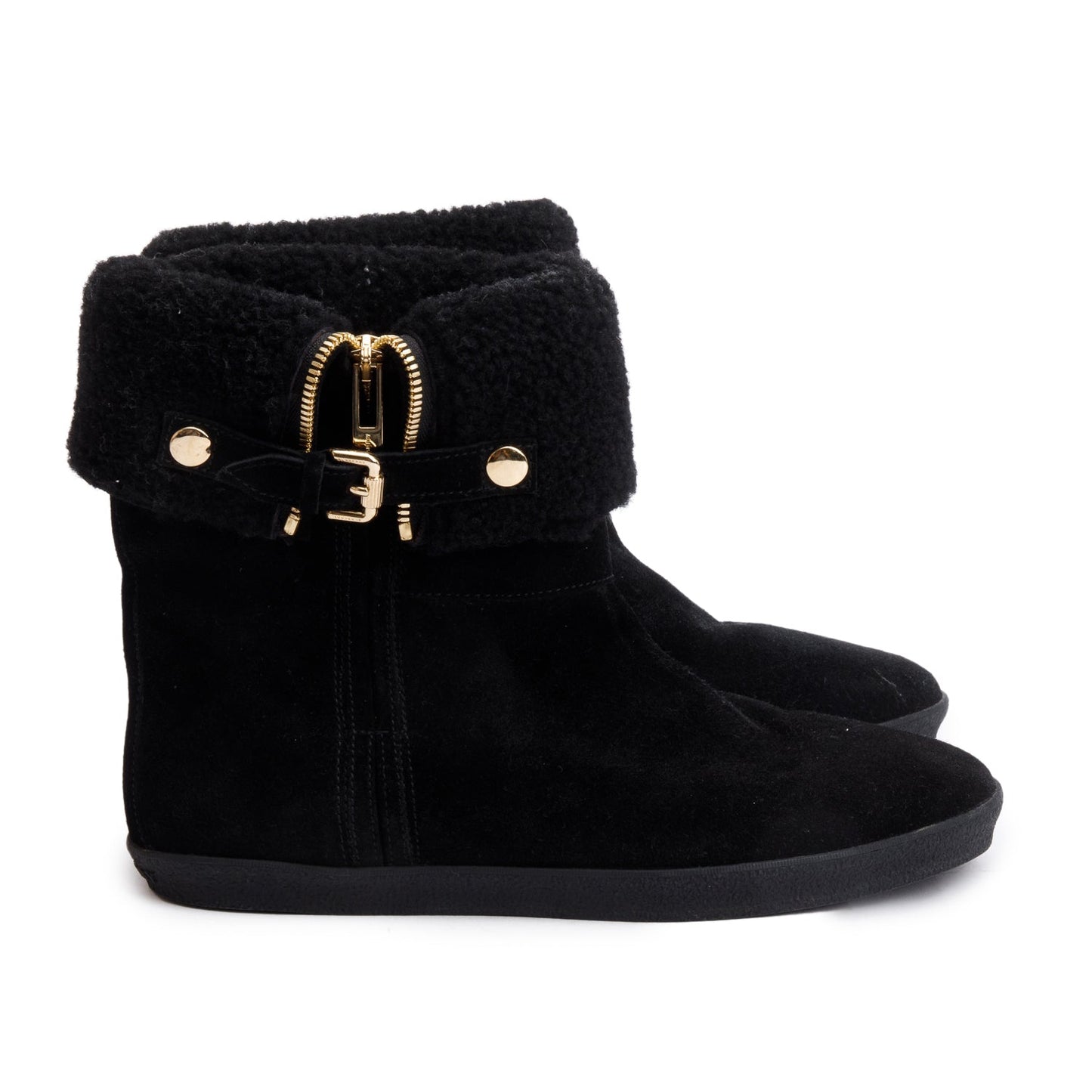 Burberry Black Suede Stanleigh Weather Ankle Boots, Size 39