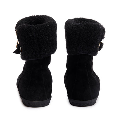 Burberry Black Suede Stanleigh Weather Ankle Boots, Size 39