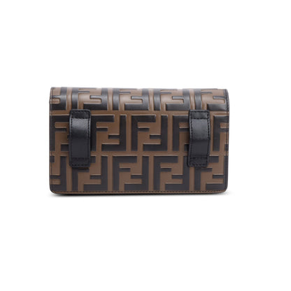 Fendi Brown/Black FF 1974 Embossed Leather F is Fendi Belt Bag