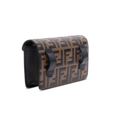 Fendi Brown/Black FF 1974 Embossed Leather F is Fendi Belt Bag