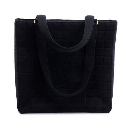 Chanel Black Quilted Jersey  Chocolate Bar CC Tote Bag