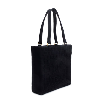 Chanel Black Quilted Jersey  Chocolate Bar CC Tote Bag