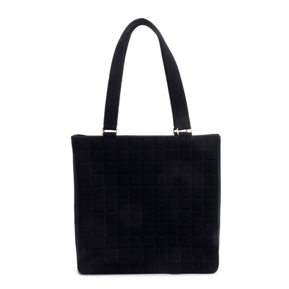 Chanel Black Quilted Jersey  Chocolate Bar CC Tote Bag