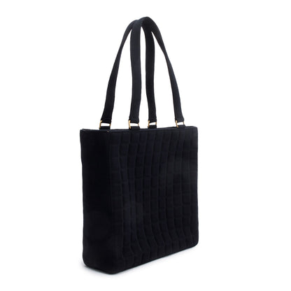 Chanel Black Quilted Jersey  Chocolate Bar CC Tote Bag