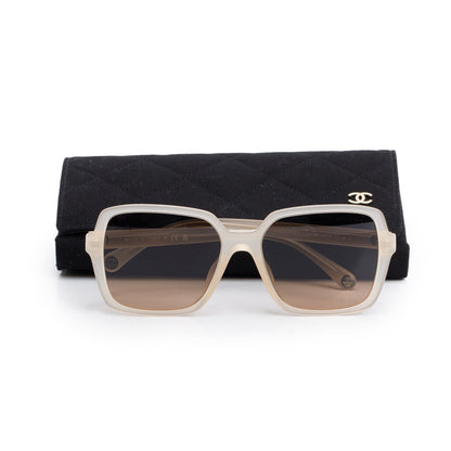 Chanel 5505-A Beige Acetate Square Sunglasses