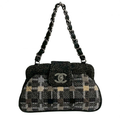 CHANEL Shoulder Bag Tweed, Lambskin multicolor COCO Mark Women