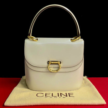 CELINE Handbag Calfskin, Leather beige logo Metal Women