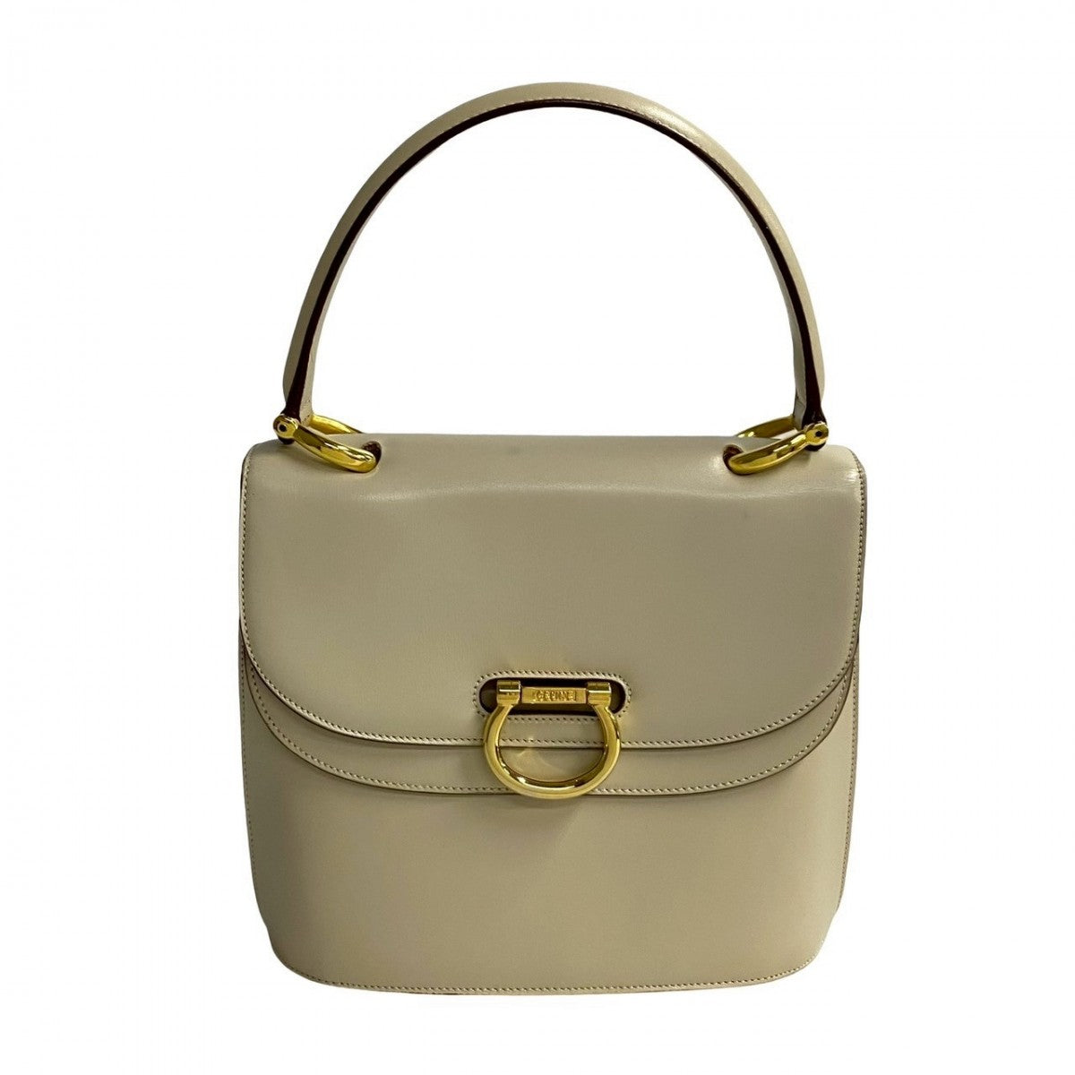 CELINE Handbag Calfskin, Leather beige logo Metal Women