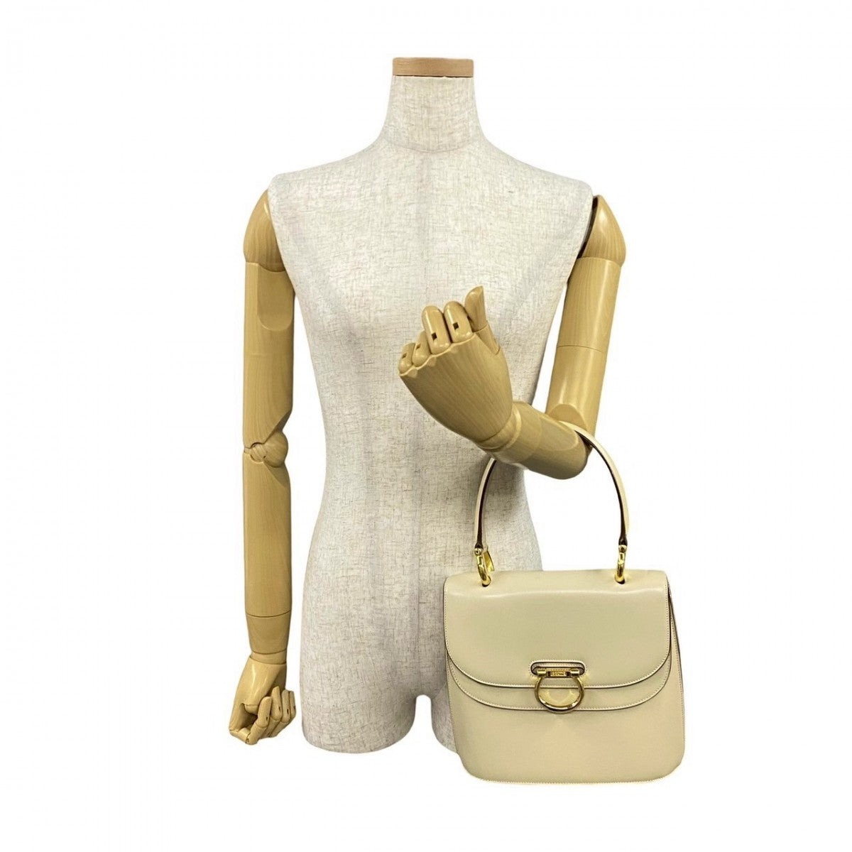 CELINE Handbag Calfskin, Leather beige logo Metal Women