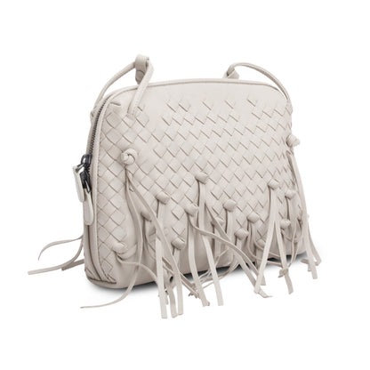 Bottega Veneta Grey Intrecciato Nappa Leather Fringe Nodini Crossbody Bag