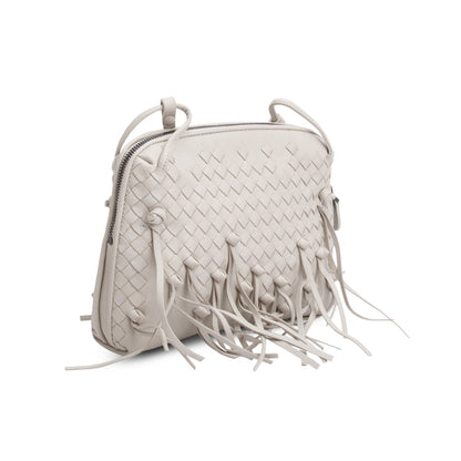 Bottega Veneta Grey Intrecciato Nappa Leather Fringe Nodini Crossbody Bag