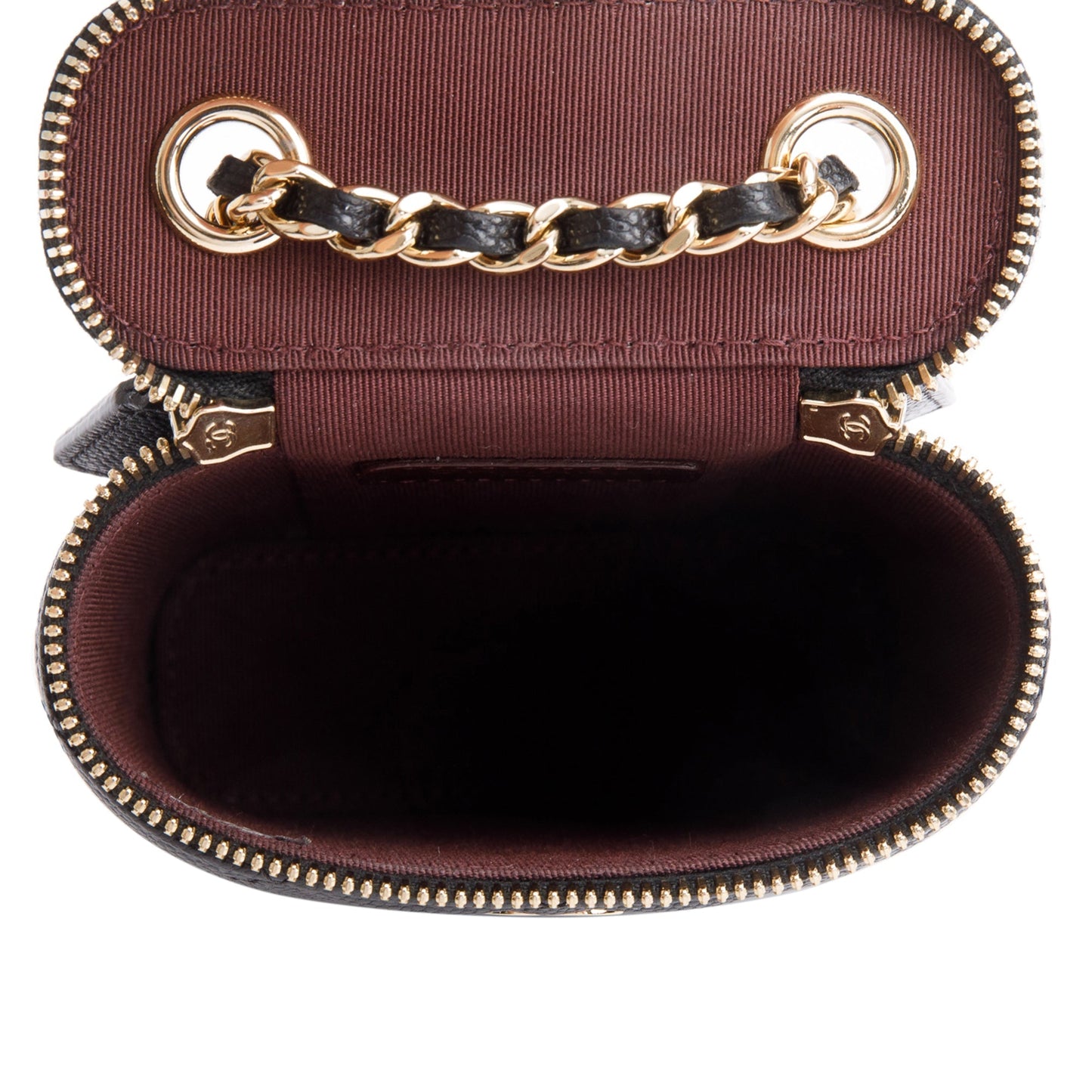 Chanel 2021 Black Quilted Caviar Mini Coco Beauty Vanity Case