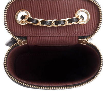 Chanel 2021 Black Quilted Caviar Mini Coco Beauty Vanity Case