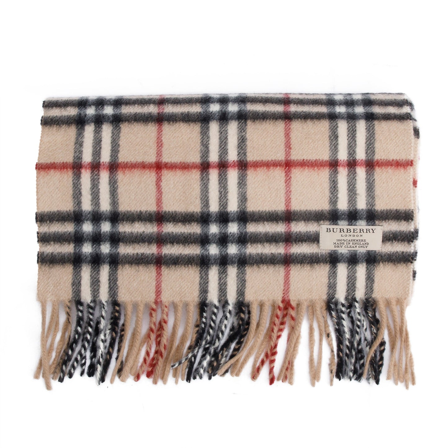 Burberry Beige Check Cashmere Scarf