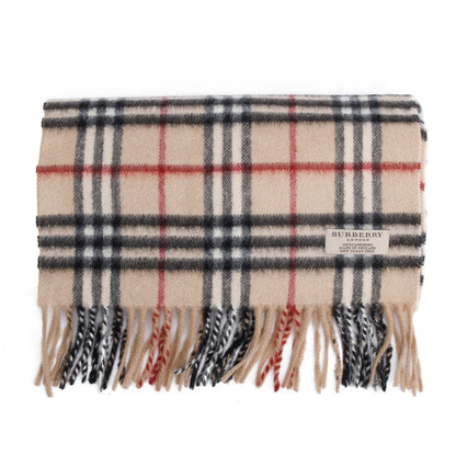 Burberry Beige Check Cashmere Scarf