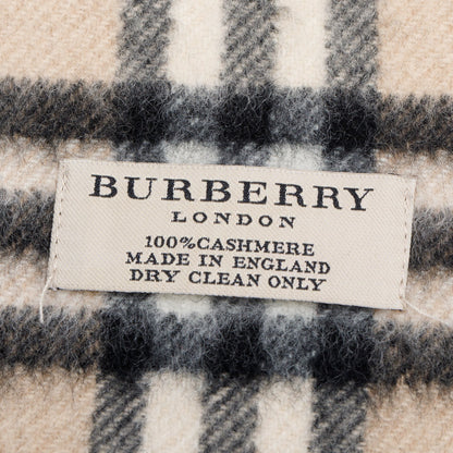 Burberry Beige Check Cashmere Scarf