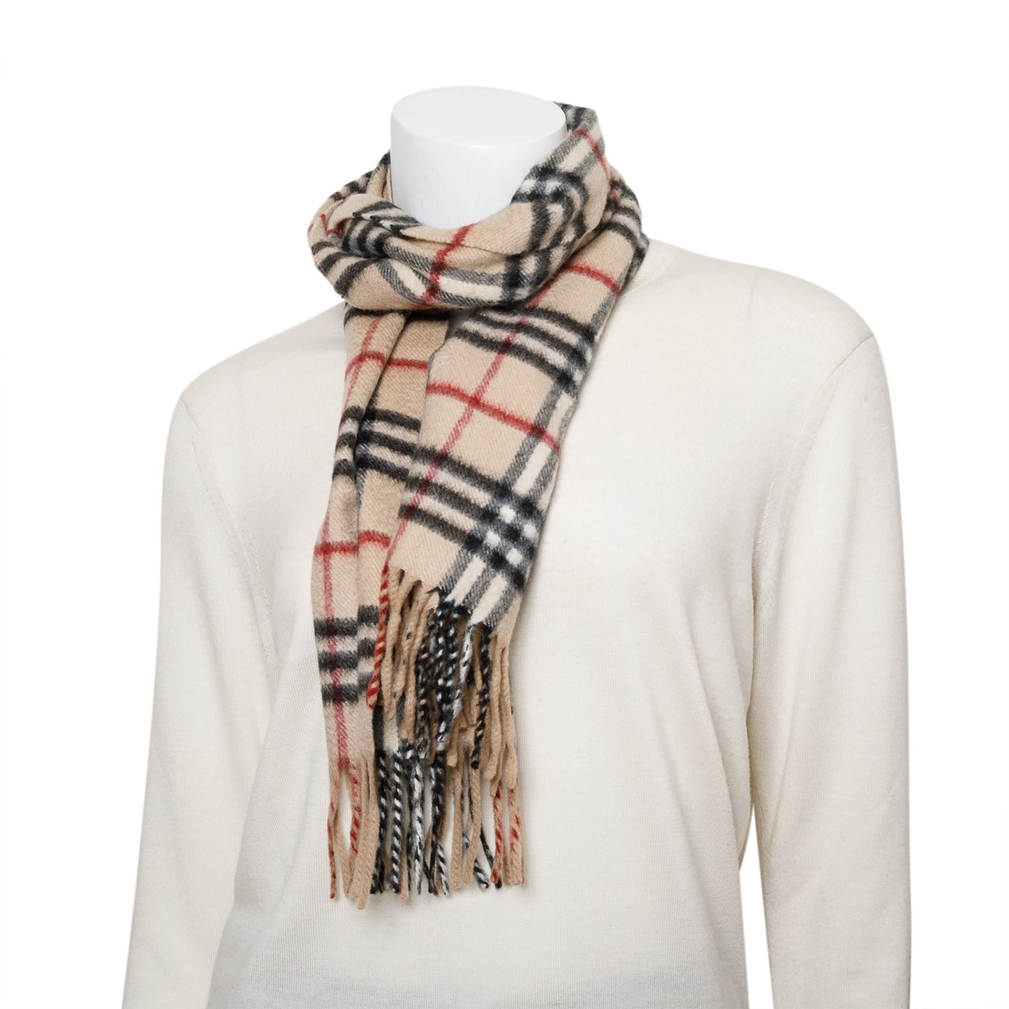 Burberry Beige Check Cashmere Scarf