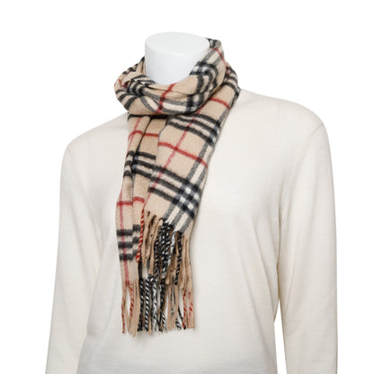 Burberry Beige Check Cashmere Scarf