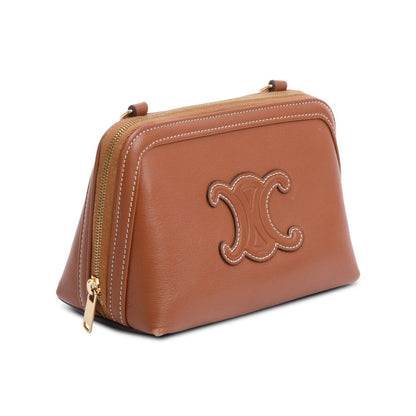 Celine 2022 Tan Calfskin Leather Triomphe Clutch On Chain