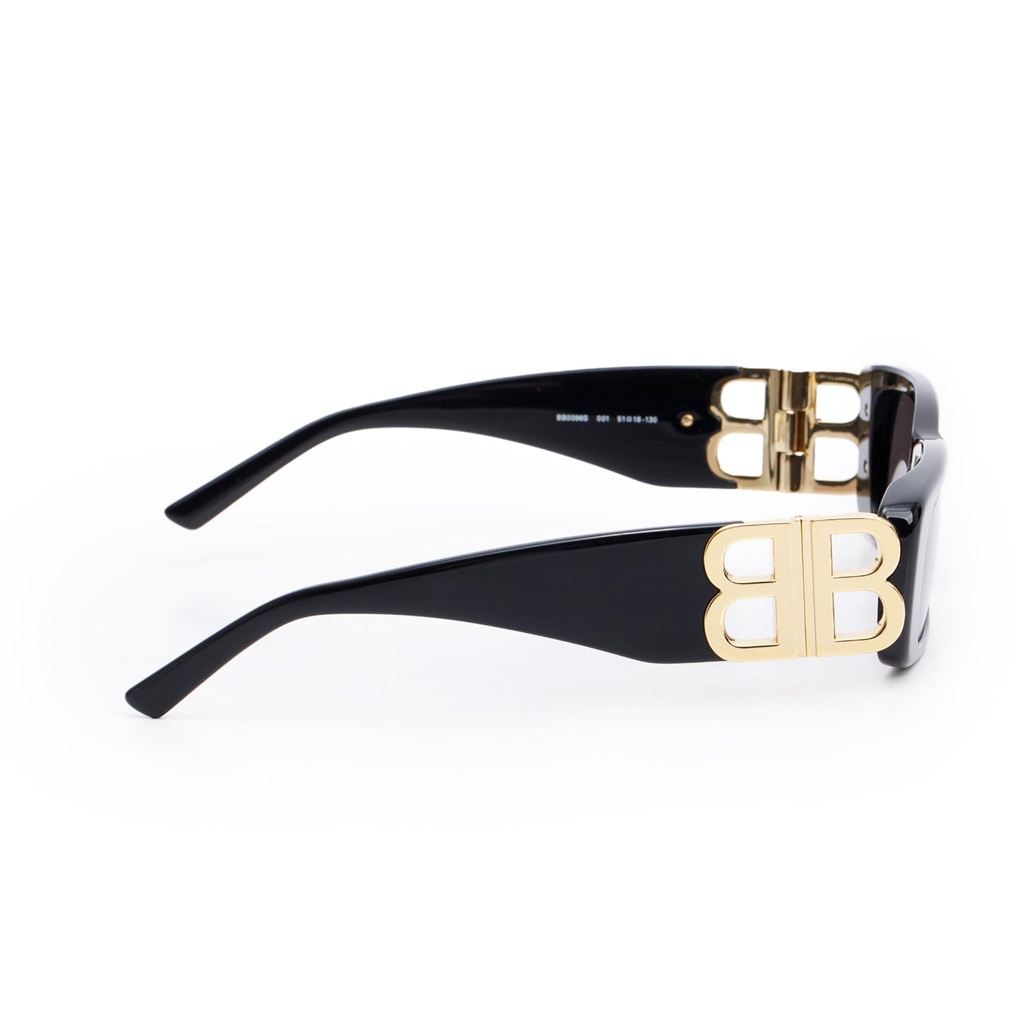 Balenciaga BB0096S Dynasty Black Acetate Rectangle Sunglasses
