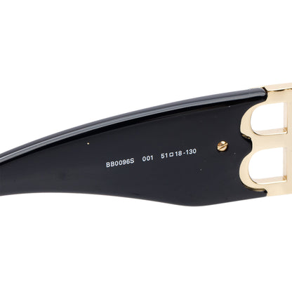 Balenciaga BB0096S Dynasty Black Acetate Rectangle Sunglasses