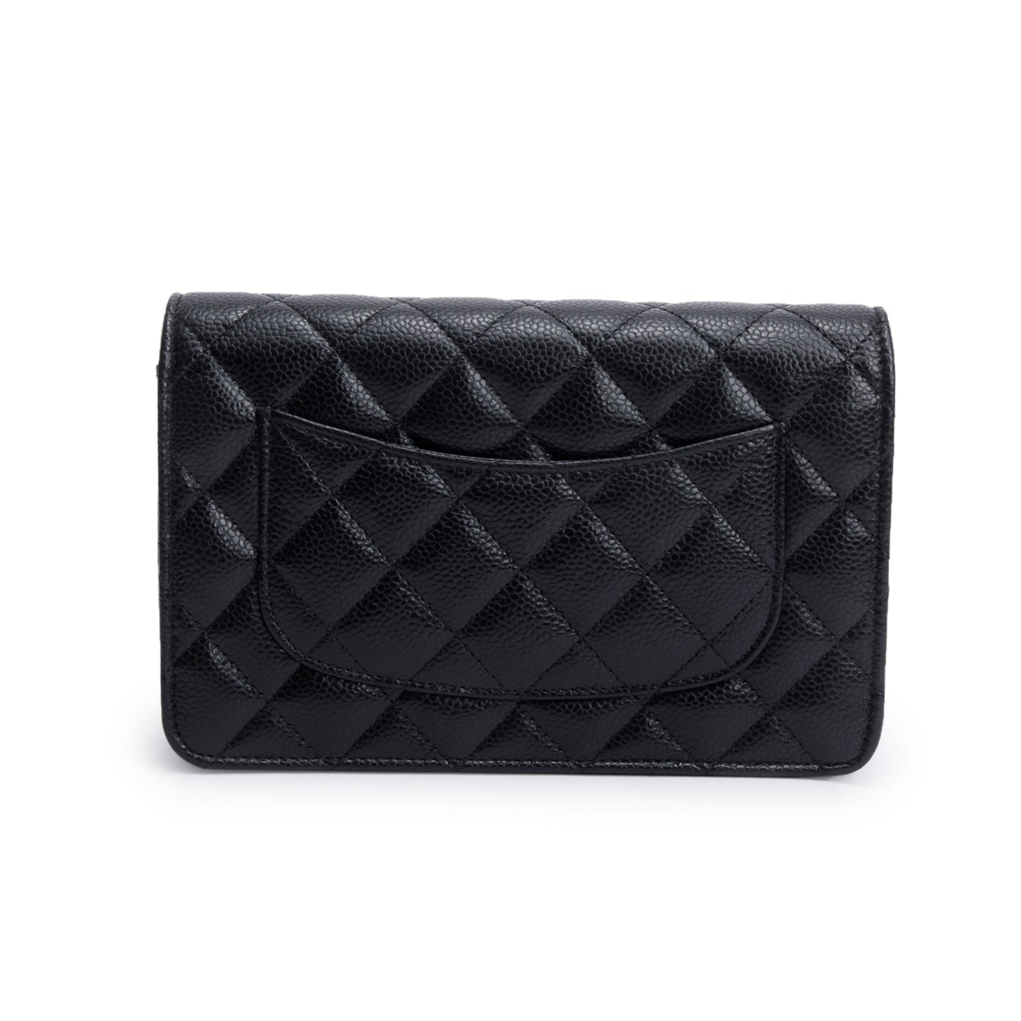 Chanel Black Quilted Caviar Leather Classic Wallet on Chain