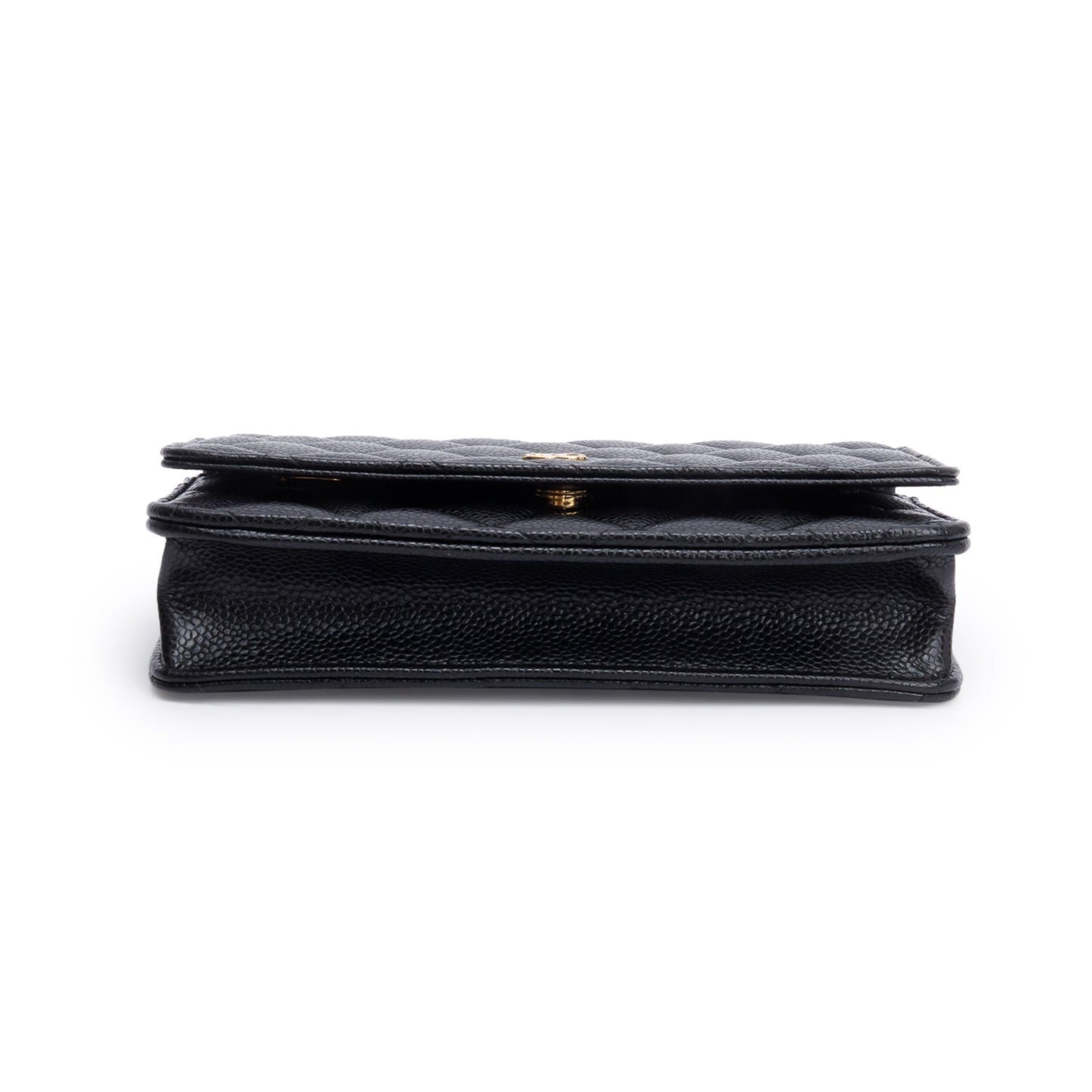 Chanel Black Quilted Caviar Leather Classic Wallet on Chain